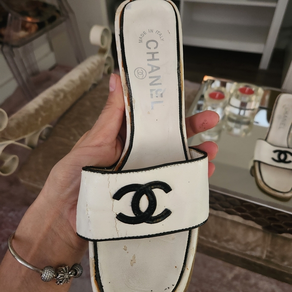 Chanel Women's White Slide Sandals - Picture 3 of 4